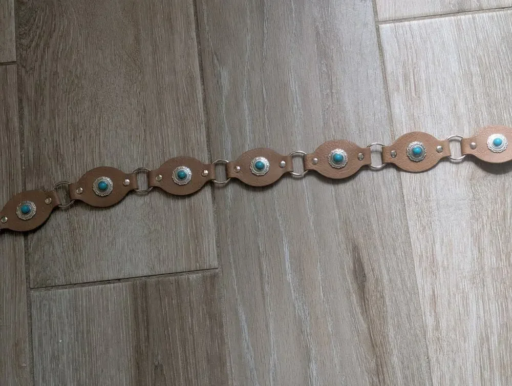 Vintage Southwestern Native American Style Bonded Leather Conchos Belt